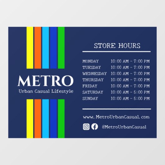 営業時間市内縦モダン向きロストライプゴ ウィンドウサイン (シート)