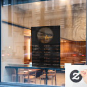 営業時間日時間ロゴビジネス白黒 ウィンドウサイン (カフェ窓)