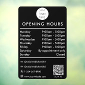 営業時間時間QRコードロゴブラック ウィンドウサイン (シート3)