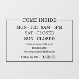 営業時間窓用シール ウィンドウサイン