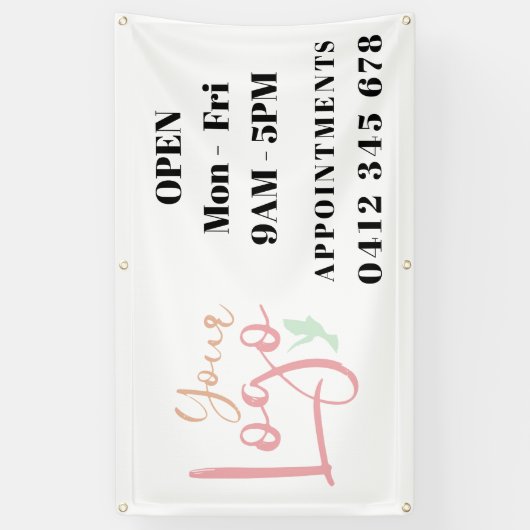 営業時間自ロゴ事業 横断幕 (縦)