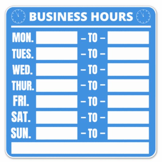 営業時間記号 シール (正面)