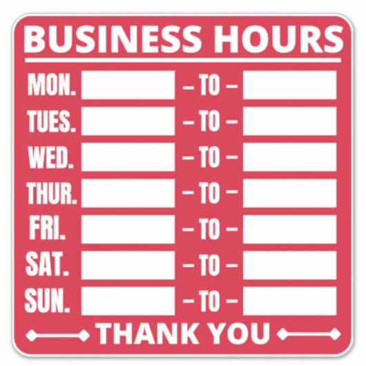 営業時間記号 シール (正面)