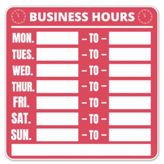 営業時間記号 シール (正面)