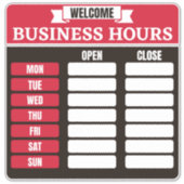 営業時間記号、営業時間シンボルや象徴 シール (正面)