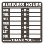 営業時間記号、営業時間シンボルや象徴 シール (正面)