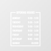 営業時間 ウィンドウサイン (シート)