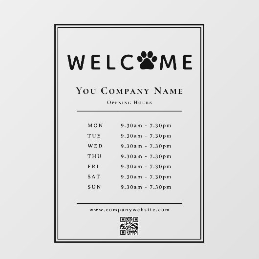 営業時間 ウィンドウサイン (シート)