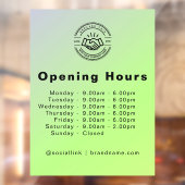営業時間 エレガント スクリプト 小規模ビジネス ロゴ ウィンドウサイン (シート2)