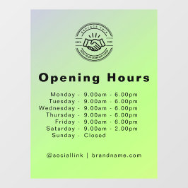 営業時間 エレガント スクリプト 小規模ビジネス ロゴ ウィンドウサイン