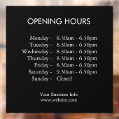 営業時間 | オーダーメイドのビジネス用黒ウィンドウステッカー ウィンドウサイン (シート2)