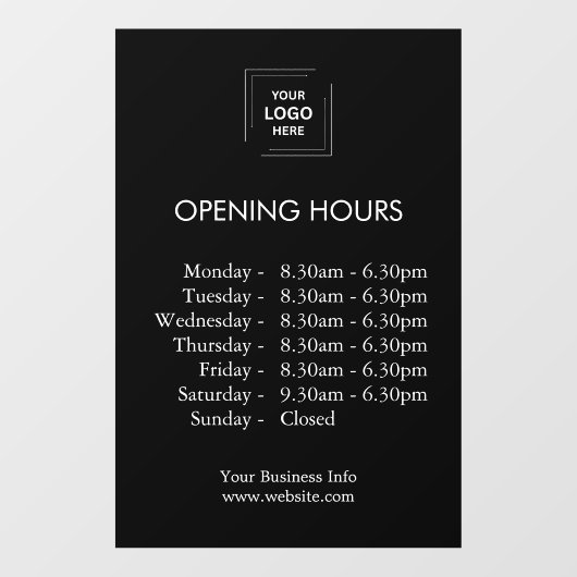営業時間 | オーダーメイドの営業時間 黒  ウィンドウサイン (シート)