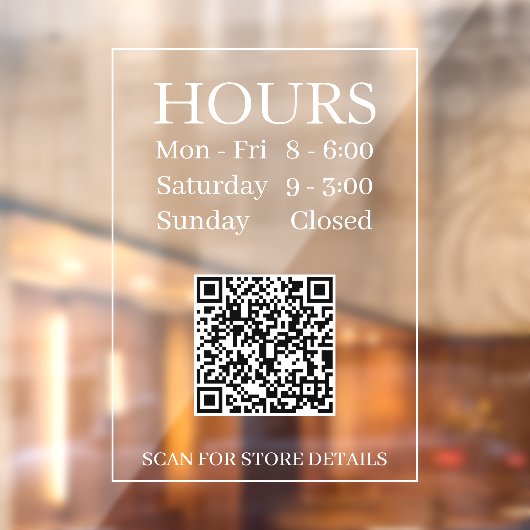 営業時間 オープン QRコード生成 メッセージ 白色 クリア ウィンドウサイン (シート2)