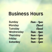 営業時間 カスタマイズ可能な時間 ウィンドウサイン (シート3)