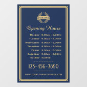 営業時間 クラシック ビジネス ロゴ ネイビーブルー ウィンドウサイン (シート)