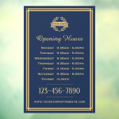 営業時間 クラシック ビジネス ロゴ ネイビーブルー ウィンドウサイン (シート3)