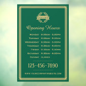 営業時間 クラシック ビジネス ロゴ 緑 ウィンドウサイン (シート3)