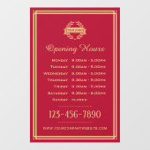 営業時間 クラシック ビジネス ロゴ 赤 ウィンドウサイン (シート)