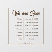 営業時間 コーヒーショップ ブラウン スクリプト ウィンドウサイン (シート)