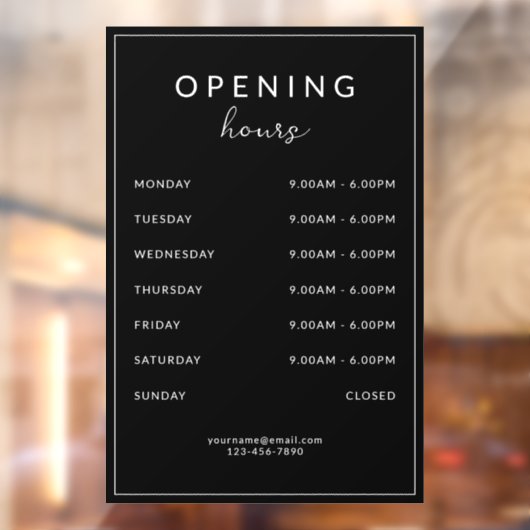 営業時間　バー・レストラン　黒 ウィンドウサイン (シート2)