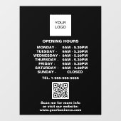 営業時間 ブラック ビジネス ロゴ QR コード ウィンドウサイン (シート)