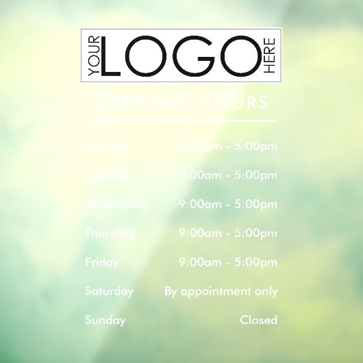 営業時間 ロゴ シンプル プロフェッショナル ビジネス ウィンドウサイン (シート3)