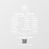 営業時間 ロゴ 白 シンプル スクリプト ウィンドウサイン (シート)