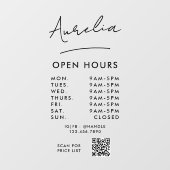 営業時間 ロゴ QRコード シグネチャー ウィンドウサイン (シート)