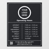 営業時間 ロゴ QRコード 黒と白 ウィンドウサイン (シート)