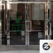 営業時間 事業ロゴ 透明 緑 ウィンドウサイン (オフィスドア)