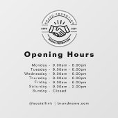 営業時間 事業ロゴ 透明 黒 ウィンドウサイン (シート)