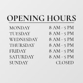 営業時間 |営業時間黒記号を開く ウィンドウサイン (シート)