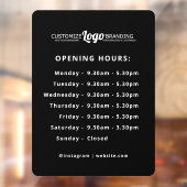 営業時間 営業時間 ビジネス ロゴ ブラック ウィンドウサイン (シート2)