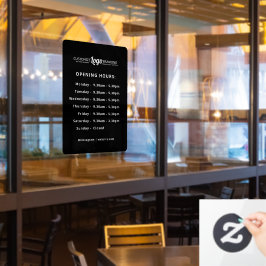 営業時間 営業時間 ビジネス ロゴ ブラック ウィンドウサイン