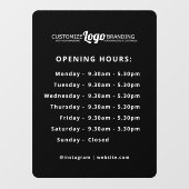 営業時間 営業時間 ビジネス ロゴ ブラック ウィンドウサイン (シート)