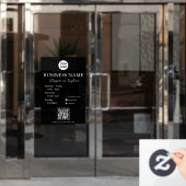 営業時間 現代のスクリプトとQRコード、ソーシャル ウィンドウサイン (オフィスドア)