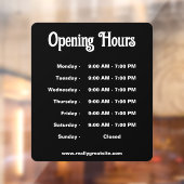 営業時間 現代のモノクロ ウィンドウサイン (シート2)