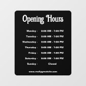 営業時間 現代のモノクロ ウィンドウサイン (シート)