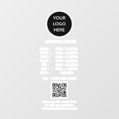 営業時間 白 ビジネス ロゴ QR コード ウィンドウサイン (シート)