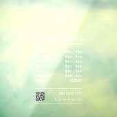 営業時間 白 ロゴとQRコード付き ウィンドウサイン (シート3)