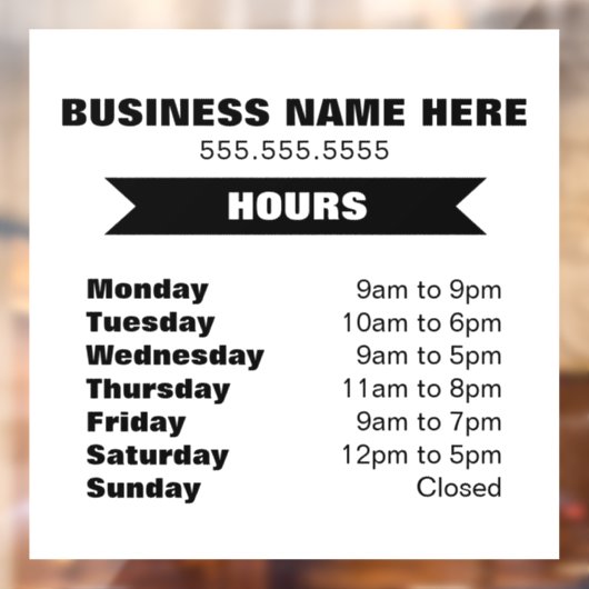 営業時間 窓用シール ウィンドウサイン (シート2)