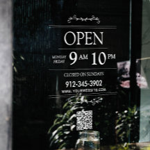 営業時間 透明 QR コード モダン