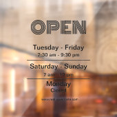 営業時間 黒いスクリプト 透明 ウィンドウサイン (シート2)