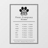 営業時間 黒い肉球プリント ビジネス 店舗フロント ウィンドウサイン (シート)