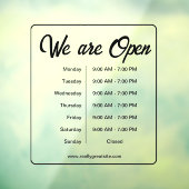 営業時間 黒のスクリプト ウィンドウサイン (シート3)