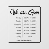 営業時間 黒のスクリプト ウィンドウサイン (シート)