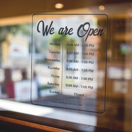 営業時間 黒のスクリプト ウィンドウサイン