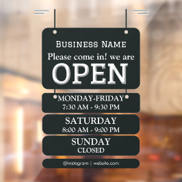営業時間 | 黒のビジネス営業時間ステッカー ウィンドウサイン
