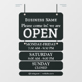 営業時間 | 黒のビジネス営業時間ステッカー ウィンドウサイン (シート)