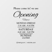 営業時間 | 黒のビジネス営業時間ステッカー ウィンドウサイン (シート)